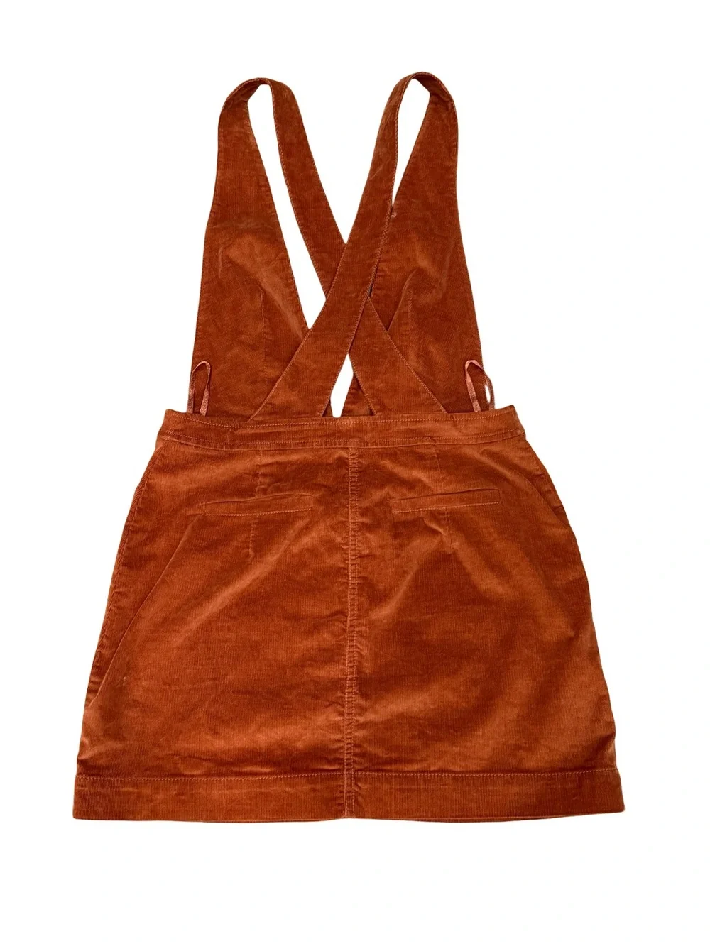 🍂Free People Old School Love Corduroy Overall Pinafore Dress Rust Orange Size 6